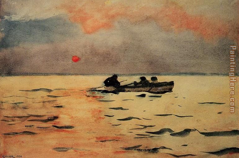 Rowing Home painting - Winslow Homer Rowing Home art painting